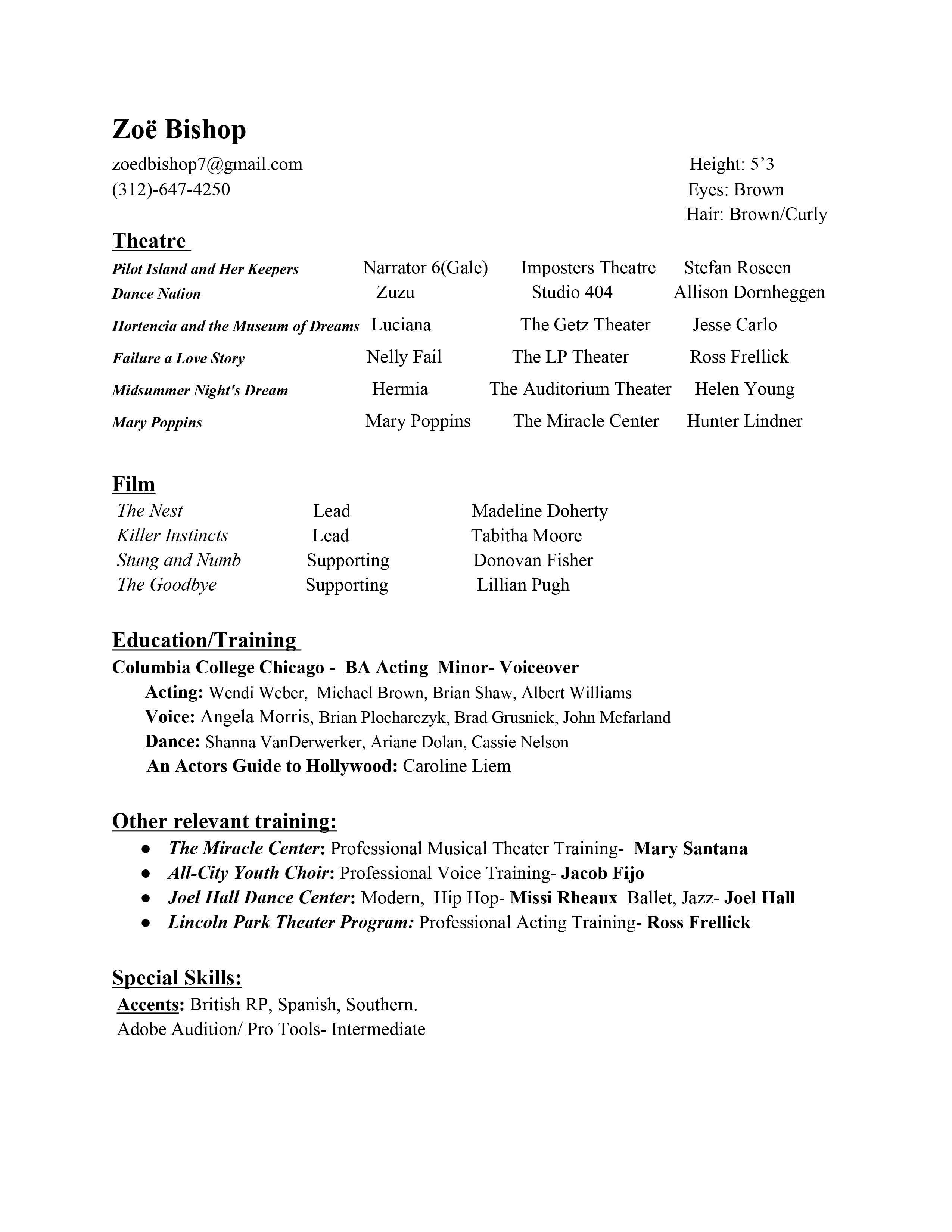 Zoë Bishop_Resume - Zoe Bishop
